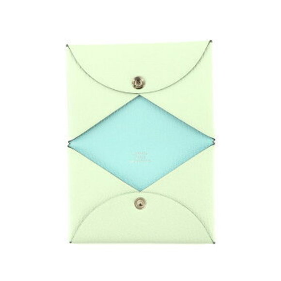 Hermes Calvi Verso Card Case Chevre Vert Fizz Blue Zephyr B - Picture 4 of 5